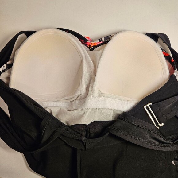 Croft & Barrow One Piece Swimsuit Womens 16 Floral Skirted gather Bright Pool - Picture 8 of 16